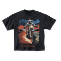 Black t-shirt with a graphic design of a person on a motorcycle and 'Phoebe Bridgers' text