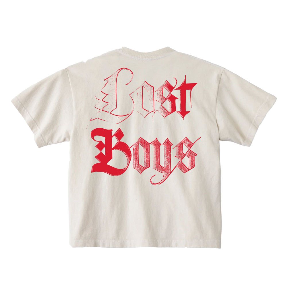 Ivory t-shirt with red 'Lost Boys' 