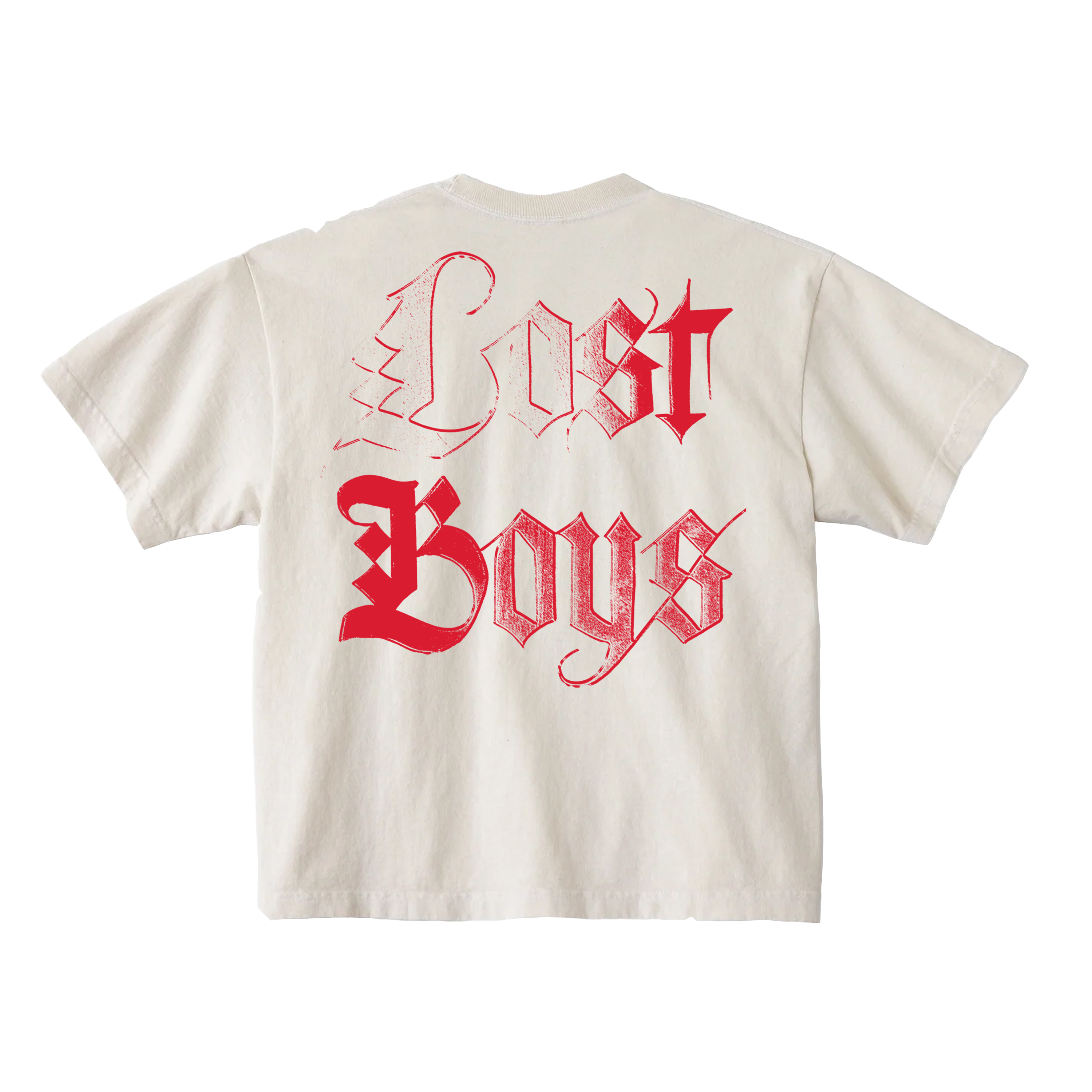 Ivory t-shirt with red 'Lost Boys' 