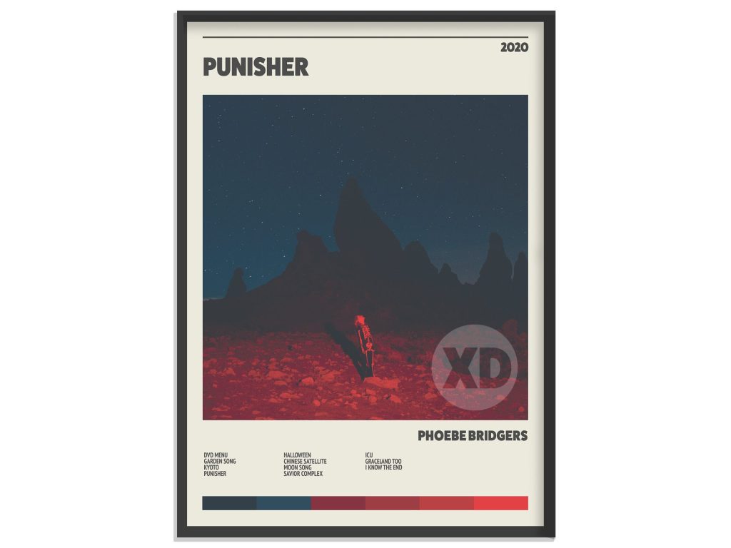 phoebe bridgers punisher retro album print no framed poster - Phoebe Bridgers Store